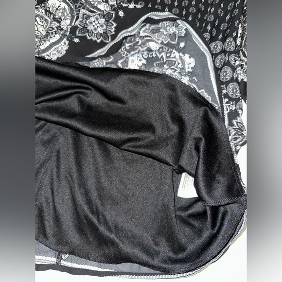 Fifth & Park Women’s Dress 1X Black White Boho Paisley Print Long Sleeve - Picture 4 of 11
